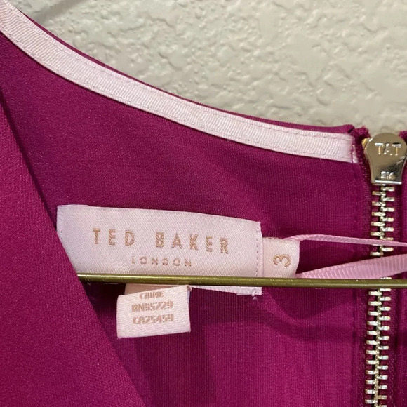 NWT TED BAKER Alair Ruffle Peplum Bodycon Dress Hot Pink Size 3 US Size 8 - Picture 5 of 10